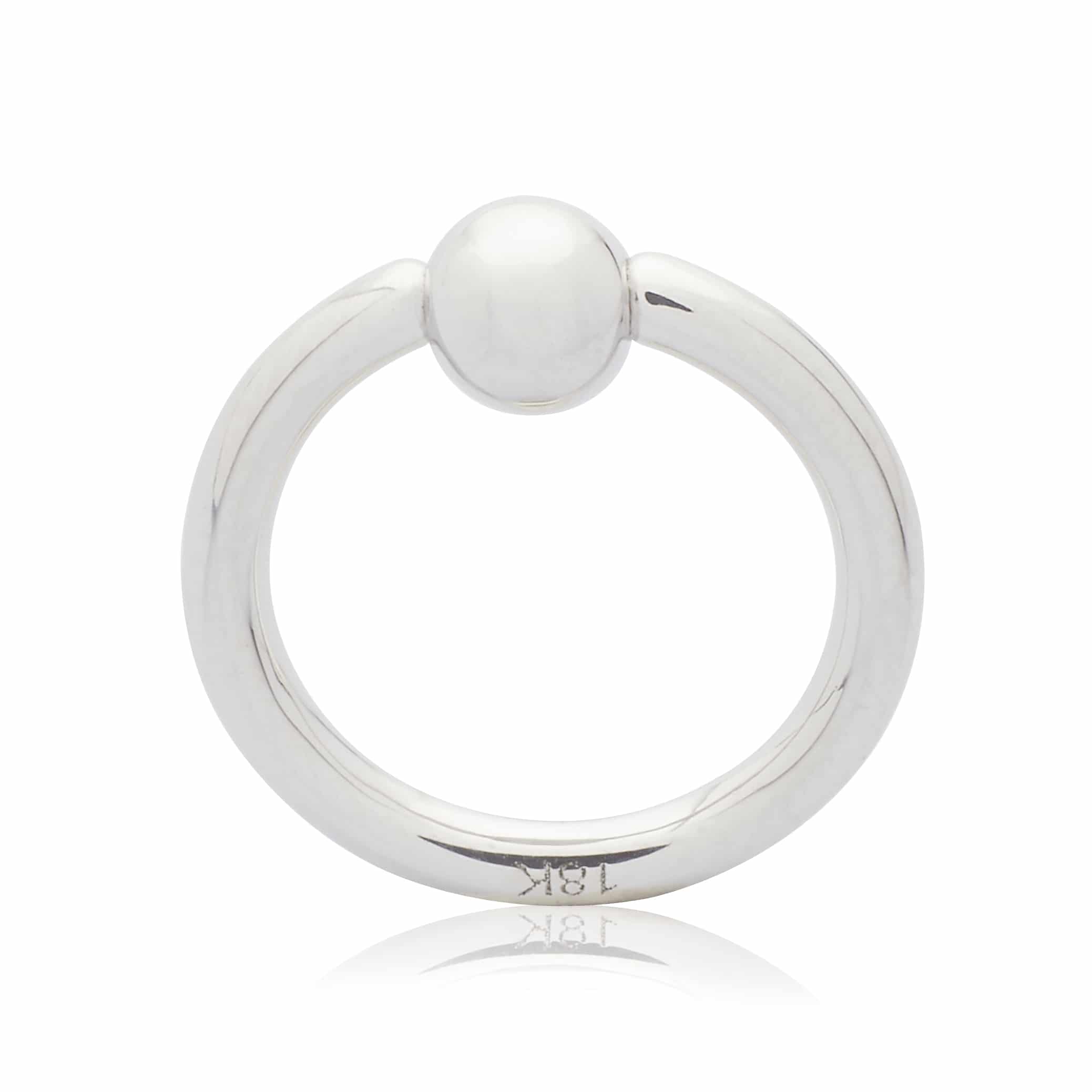 Piercing Génital En Or Blanc Anneau Avec Boule En Or Bubale Blanc