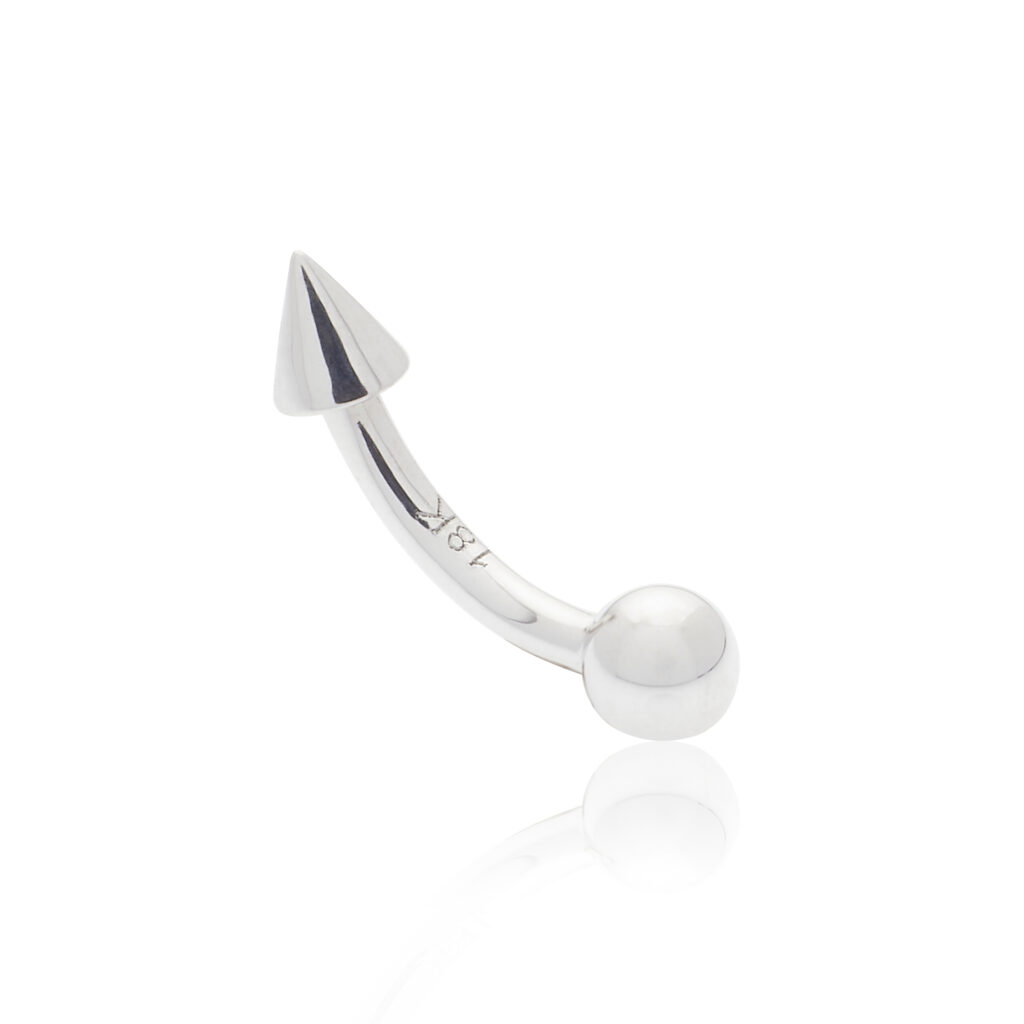 Piercing génital en or blanc barre droite avec boules en or "Aigle