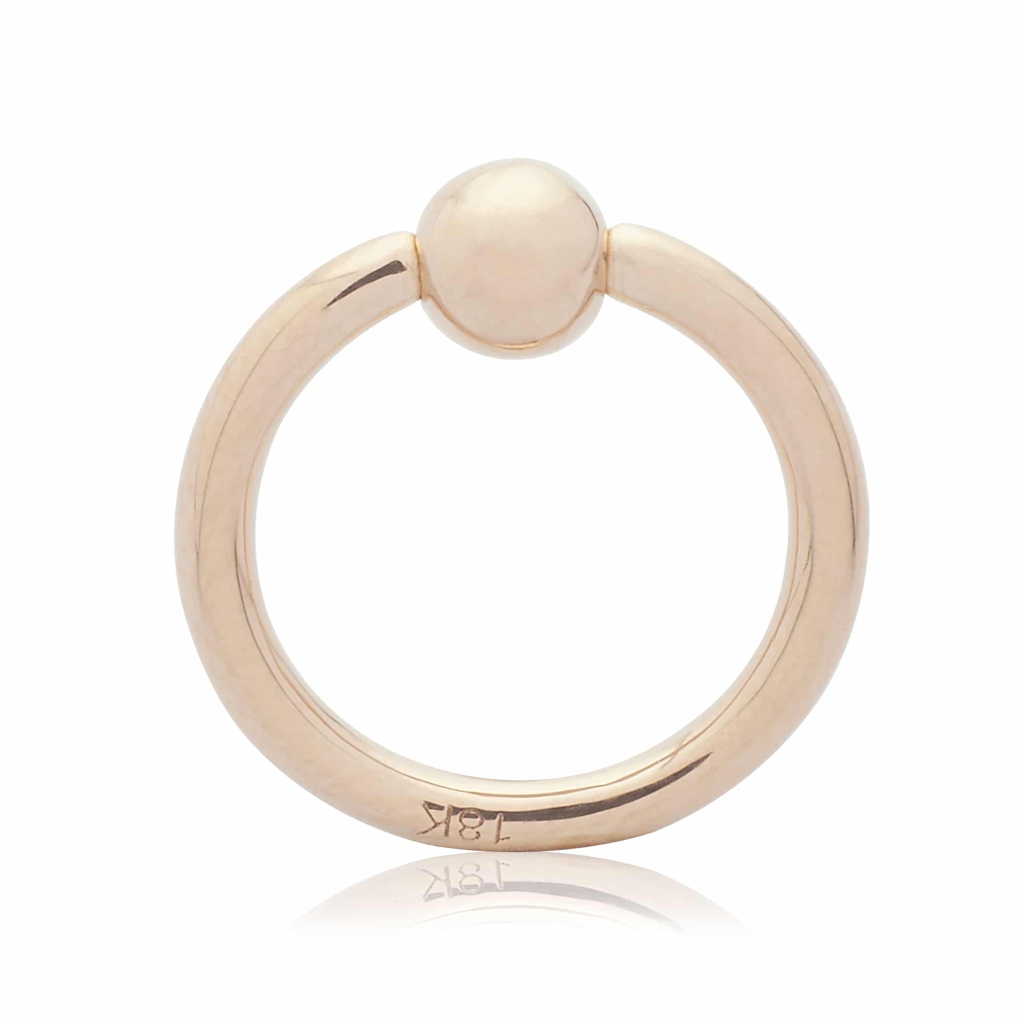 Pink gold genital piercing ring with gold ball