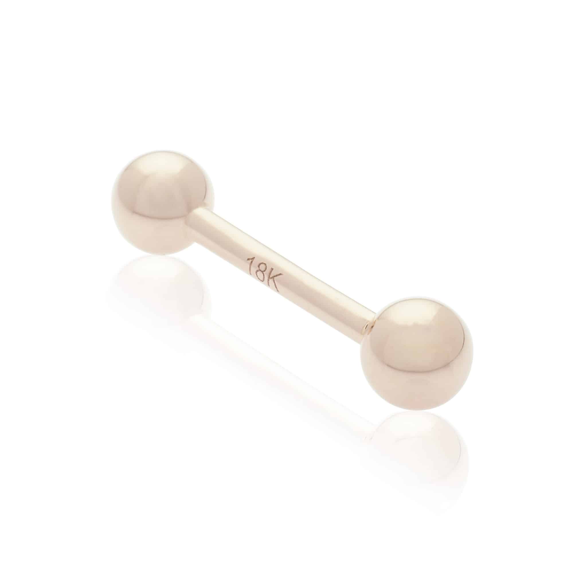 Piercing de téton en or rose barre droite avec boules en or "Aigle